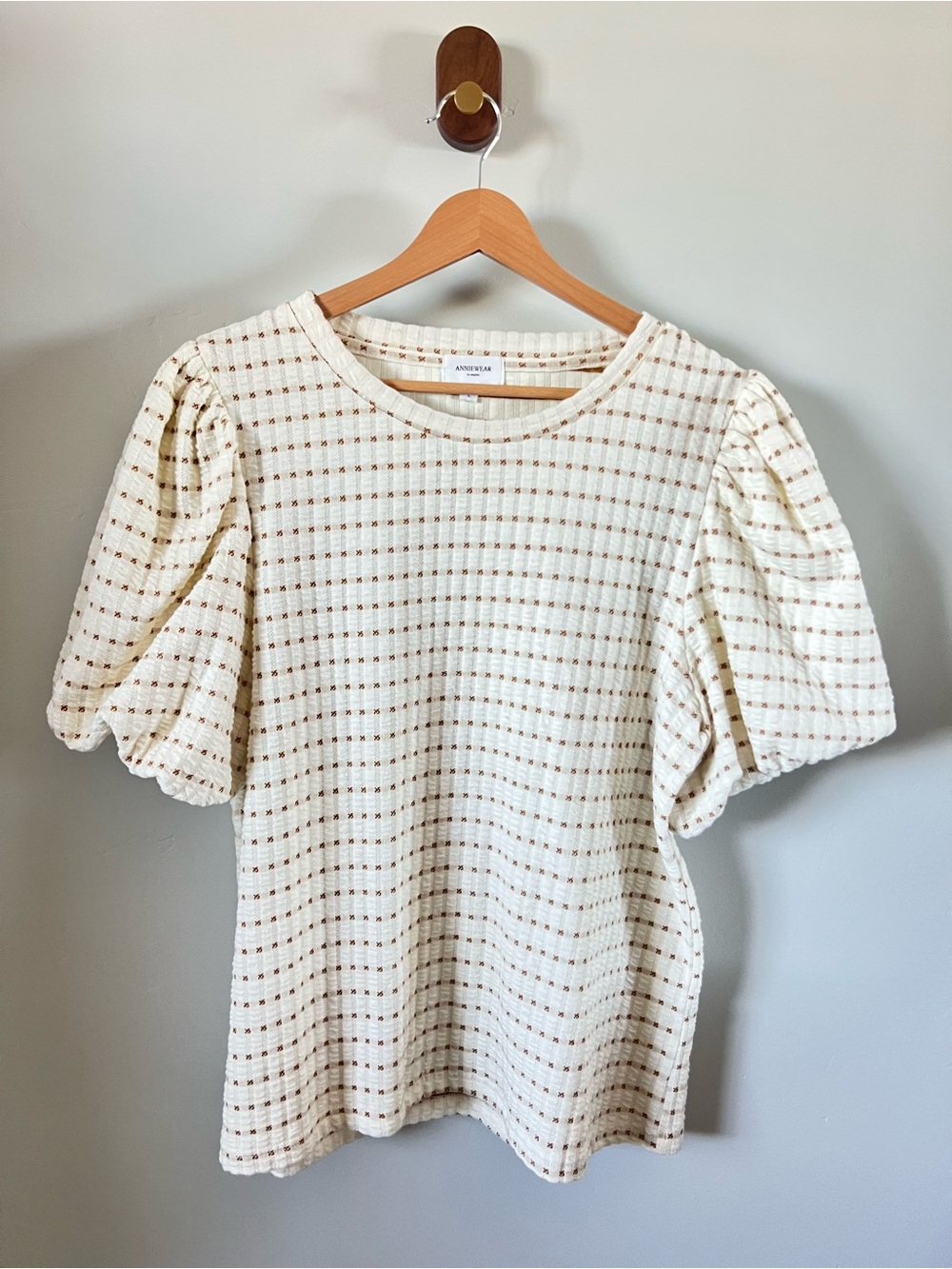 Anniewear LA Puff Sleeve Knit Top - Cream